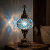 Blue blue jewel Turkish mosaic table lamp in styled room — handmade Moroccan table lamp (ENV MUN3016)