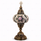 Full view of handmade Purple purple jewel Turkish mosaic table lamp on white background (ENV MUN3019)