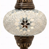 Close-up of White white glow mosaic glass globe pattern — table lamp (ENV MUN3022)