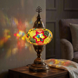 Multicolor multicolor jewel Turkish mosaic table lamp in styled room — handmade Moroccan table lamp (ENV MUN3024)