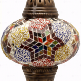 Close-up of Multicolor multicolor jewel mosaic glass globe pattern — table lamp (ENV MUN3024)