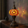 Amber warm amber Turkish mosaic table lamp in styled room — handmade Moroccan table lamp (ENV MUN3025)