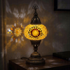 Amber warm amber Turkish mosaic table lamp in styled room — handmade Moroccan table lamp (ENV MUN3026)