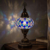 Blue blue jewel Turkish mosaic table lamp in styled room — handmade Moroccan table lamp (ENV MUN3028)