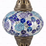Close-up of Blue blue jewel mosaic glass globe pattern — table lamp (ENV MUN3032)
