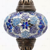 Close-up of Blue blue jewel mosaic glass globe pattern — table lamp (ENV MUN3034)
