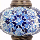 Close-up of Blue blue jewel mosaic glass globe pattern — table lamp (ENV MUN3039)