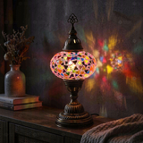 Pink pink rose Turkish mosaic table lamp in styled room — handmade Moroccan table lamp (ENV MUN3046)