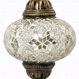 Close-up of White white glow mosaic glass globe pattern — table lamp (ENV MUN3054)