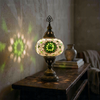 Green green jewel Turkish mosaic table lamp in styled room — handmade Moroccan table lamp (ENV MUN3055)