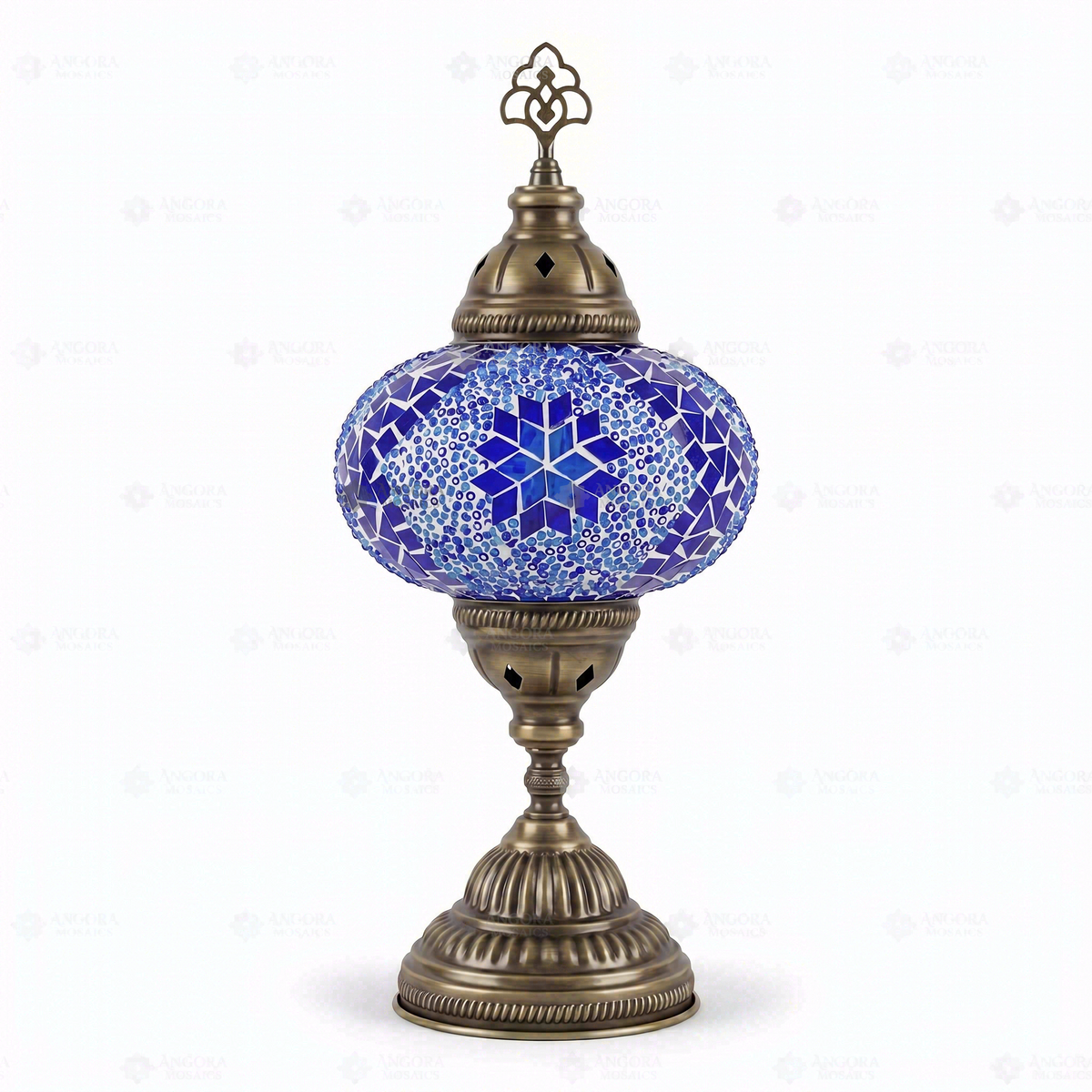 Blue Classic Table Lamp, switched off, on a white background