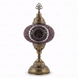 Full view of handmade Purple purple jewel Turkish mosaic table lamp on white background (ENV MUN3059)