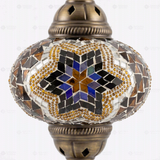 Close-up of Warm Tones mixed warm mosaic glass globe pattern — table lamp (ENV MUN3063)