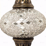 Close-up of White white glow mosaic glass globe pattern — table lamp (ENV MUN3068)