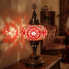 Red ruby red Turkish mosaic table lamp in styled room — handmade Moroccan table lamp (ENV MUN3090)