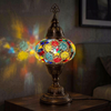 Multicolor multicolor jewel Turkish mosaic table lamp in styled room — handmade Moroccan table lamp (ENV MUN3091)