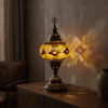 Amber warm amber Turkish mosaic table lamp in styled room — handmade Moroccan table lamp (ENV MUN3092)