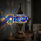 Blue blue jewel Turkish mosaic table lamp in styled room — handmade Moroccan table lamp (ENV MUN3094)