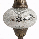 Close-up of White white glow mosaic glass globe pattern — table lamp (ENV MUN3098)