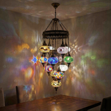 Multicolor multicolor jewel Turkish mosaic chandelier in styled room — handmade Moroccan chandelier (ENV SLT13N3 (12-13-18-20-23-36-40-43-61-64-87-88-100))