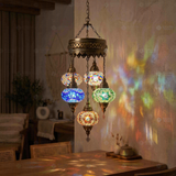 Multicolor multicolor jewel Turkish mosaic chandelier in styled room — handmade Moroccan chandelier (ENV SLT5N3 (02-03-05-11-61))