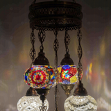 Lit close-up of mosaic glass globe — Multicolor chandelier glowing (ENV SLT5N3 (12-18-21-24-36))
