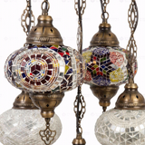 Close-up of Multicolor multicolor jewel mosaic glass globe pattern — chandelier (ENV SLT5N3 (12-18-21-24-36))