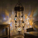 Warm Tones mixed warm Turkish mosaic chandelier in styled room — handmade Moroccan chandelier (ENV SLT5N3 (13-63-67-88-89))