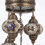 Close-up of Warm Tones mixed warm mosaic glass globe pattern — chandelier (ENV SLT5N3 (13-63-67-88-89))