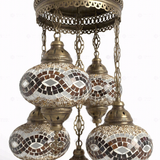 Close-up of Amber warm amber mosaic glass globe pattern — chandelier (ENV SLT5N3 (3064))