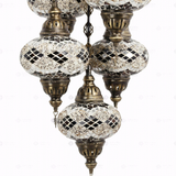 Close-up of Clear clear neutral mosaic glass globe pattern — chandelier (ENV SLT5N3 (3092))
