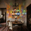 Multicolor multicolor jewel Turkish mosaic chandelier in styled room — handmade Moroccan chandelier (ENV SLT7N3 (01-03-06-18-21-34-91))