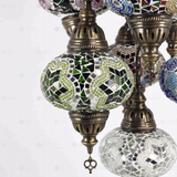 Close-up of Multicolor multicolor jewel mosaic glass globe pattern — chandelier (ENV SLT7N3 (01-03-15-17-19-34-92))