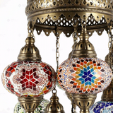 Close-up of Multicolor multicolor jewel mosaic glass globe pattern — chandelier (ENV SLT7N3 (03-06-11-17-18-34-67))