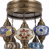 Close-up of Multicolor multicolor jewel mosaic glass globe pattern — chandelier (ENV SLT7N3 (07-18-21-32-40-53-61))