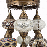 Close-up of Warm Tones mixed warm mosaic glass globe pattern — chandelier (ENV SLT7N3 (12-13-36-43-64-88-89))