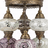 Close-up of Cool Tones mixed cool mosaic glass globe pattern — chandelier (ENV SLT7N3 (12-19-20-36-41-43-64))