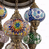 Close-up of Multicolor multicolor jewel mosaic glass globe pattern — chandelier (ENV SLT7N3 (18-20-23-40-61-88-100))