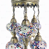 Close-up of Multicolor multicolor jewel mosaic glass globe pattern — chandelier (ENV SLT7N3 (3001))