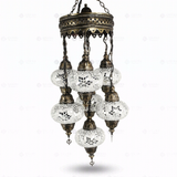 Full view of handmade White white glow Turkish mosaic chandelier on white background (ENV SLT7N3 (3015))
