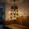 Multicolor multicolor jewel Turkish mosaic chandelier in styled room — handmade Moroccan chandelier (ENV SLT7N3 (3018))