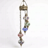 Full view of handmade Multicolor multicolor jewel Turkish mosaic chandelier on white background (HLZ5N3 (01-03-05-17-56))