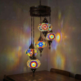 Multicolor multicolor jewel Turkish mosaic chandelier in styled room — handmade Moroccan chandelier (HLZ5N3 (18-18-21-61-93))