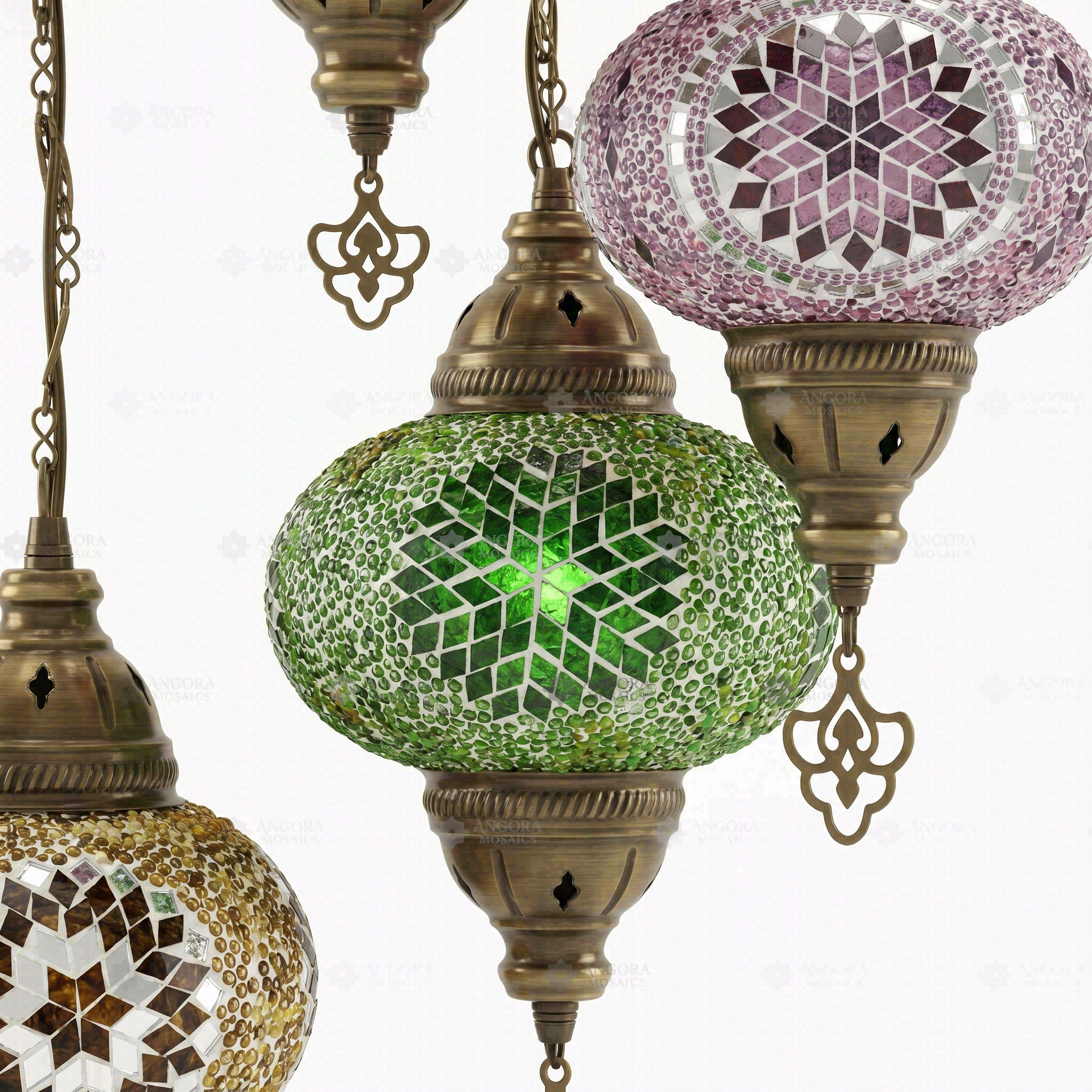 Close-up of Multicolor multicolor jewel mosaic glass globe pattern — chandelier (HLZ5N3 (18-20-26-44-48))