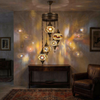 Warm Tones mixed warm Turkish mosaic chandelier in styled room — handmade Moroccan chandelier (HLZ5N3 (63-64-67-88-89))