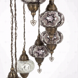 Close-up of Cool Tones mixed cool mosaic glass globe pattern — chandelier (HLZ7N3 (3019X4-3043X3))