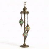 Full view of handmade Multicolor multicolor jewel Turkish mosaic floor lamp on white background (LMD3N3 (01-03-50))