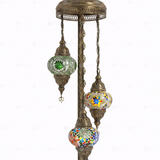 Close-up of Multicolor multicolor jewel mosaic glass globe pattern — floor lamp (LMD3N3 (01-03-50))
