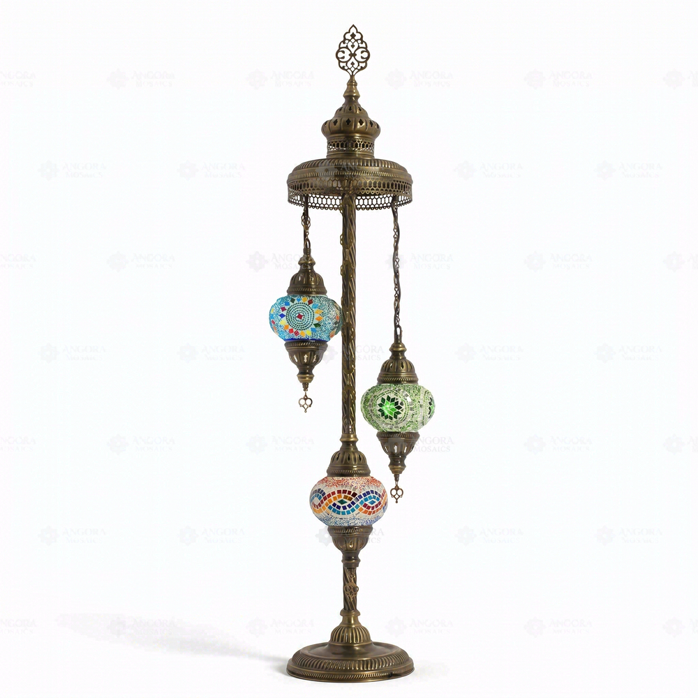 Multicolor 3-Globe Floor Lamp, on a white background