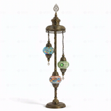 Full view of handmade Multicolor multicolor jewel Turkish mosaic floor lamp on white background (LMD3N3 (02-06-50))